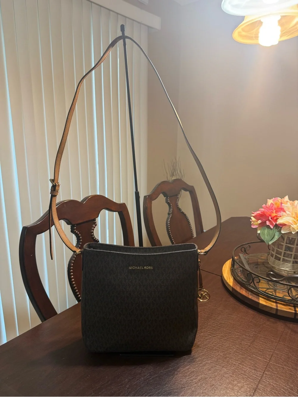 Michael Kors Brown Monogram Jet Set Travel Messenger Crossbody
